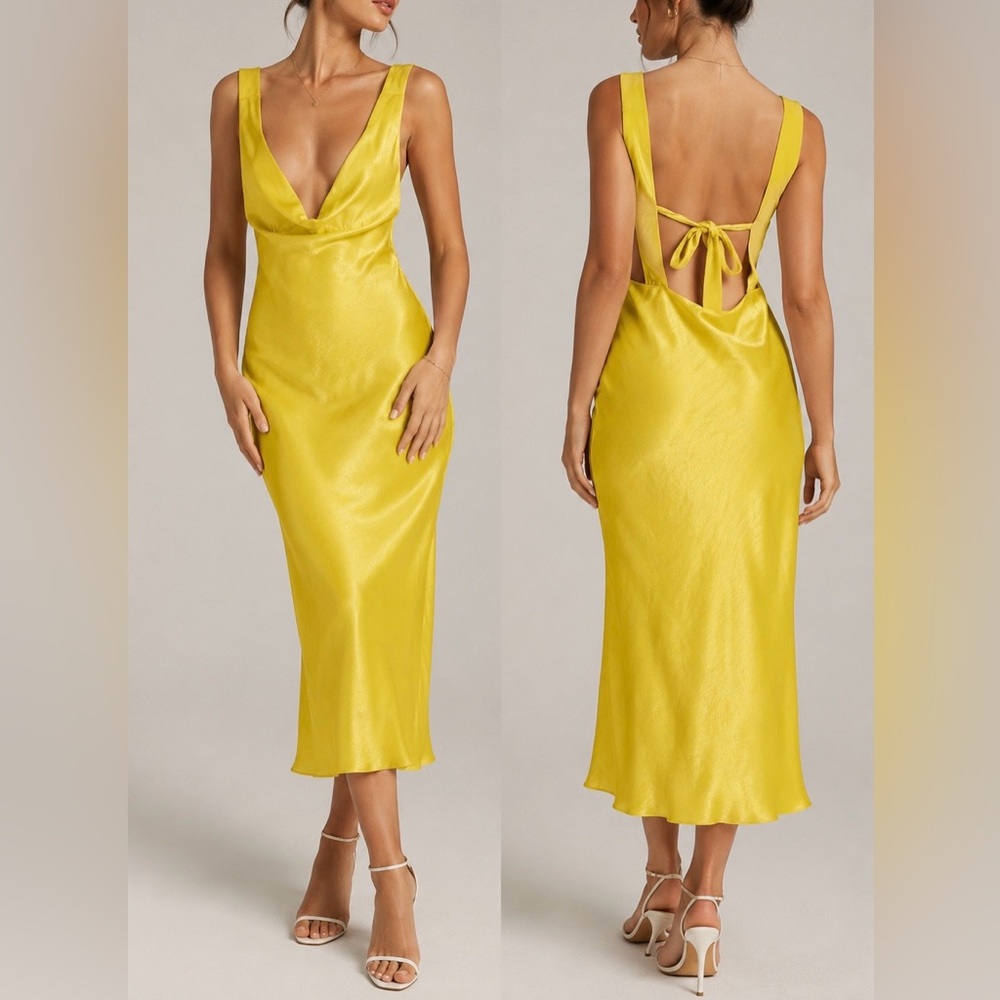 ASOS DESIGN Tie Back Satin Midi Dress